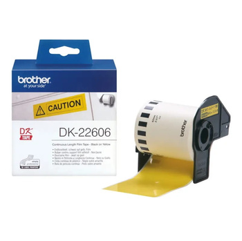 Taśma Brother DK-22606 czarny nadruk na żółtym tle, 62mm x 15,24 metrów na rolce ŻÓŁTA oryginalna