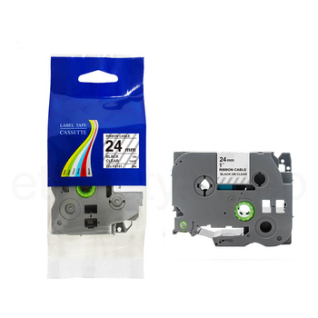 Taśma do Brother TZe-FX151 24mm 8m przeźroczysta taśma czarny napis flexi elastyczna