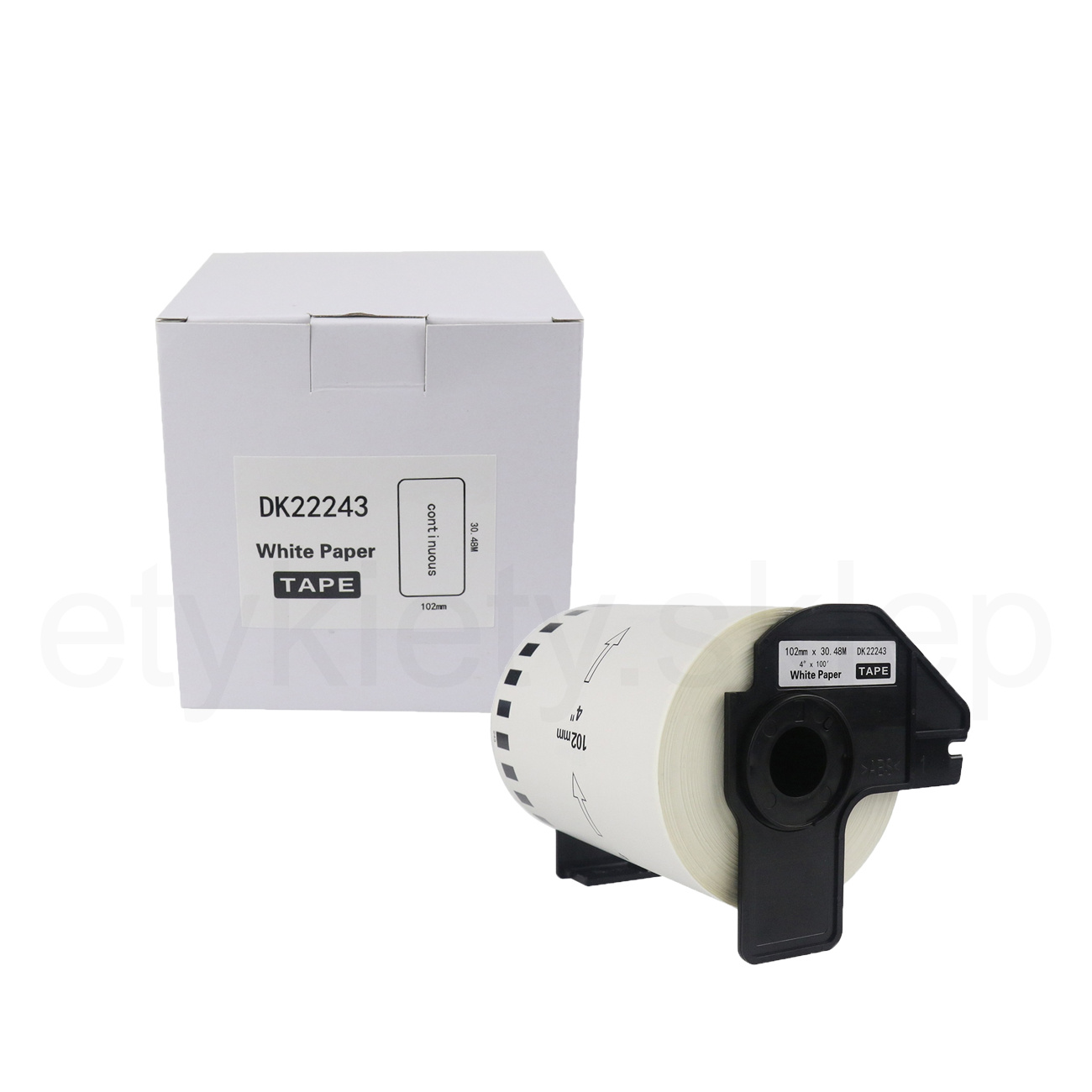 Taśma do Brother DK-22243 czarny nadruk na białym tle, 102mm x 30,48 metrów na rolce