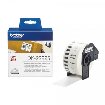 Taśma Brother DK-22225 czarny nadruk na białym tle 38mm x 30,48 metrów na rolce oryginalna