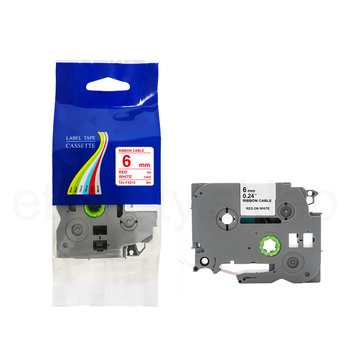 Taśma do Brother TZe-FX212 6mm 8m biała taśma czerwony napis flexi elastyczna