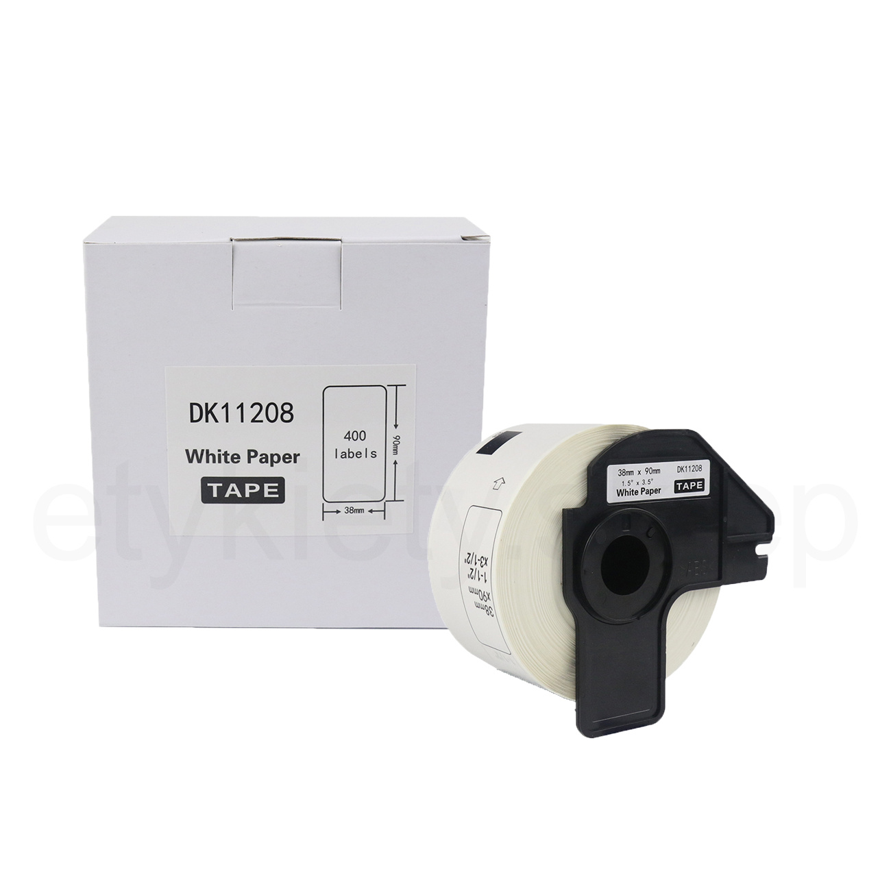 Etykiety do Brother DK-11208 czarny nadruk na białym tle, 38mm x 90mm 400szt etykiet na rolce