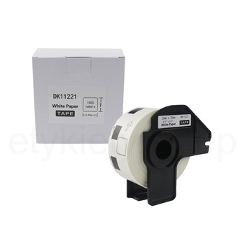 Etykiety do Brother DK-11221 czarny nadruk na białym tle, 23mm x 23mm 1000szt etykiet na rolce