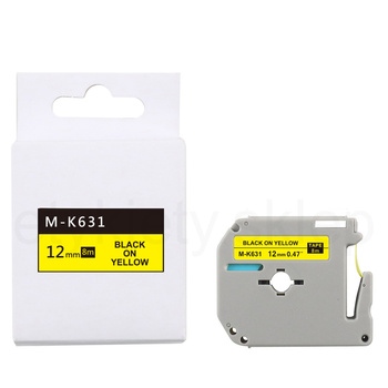Taśma do Brother M-K631 12mm 8m żółta taśma, czarny napis