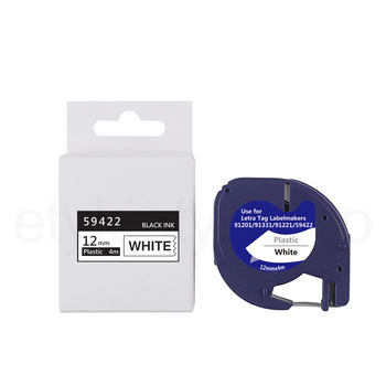 Taśma do Dymo Letra Tag 59422 12mm 4m biała taśma, czarny napis S0721660