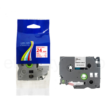 Taśma do Brother TZe-FX252 24mm 8m biała taśma czerwony napis flexi elastyczna
