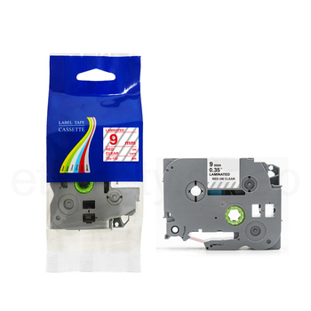 Taśma do Brother TZe-122 9mm 8m przeźroczysta taśma czerwony napis