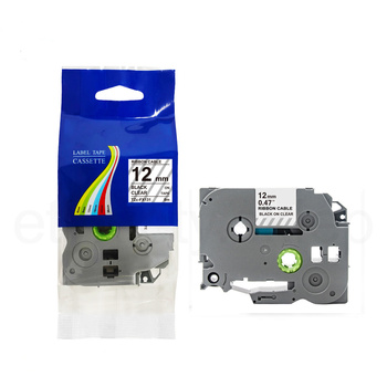 Taśma do Brother TZe-FX131 12mm 8m przeźroczysta taśma czarny napis flexi elastyczna