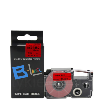 Taśma do Casio XR-18RD 18mm 8m czerwona  taśma czarny napis