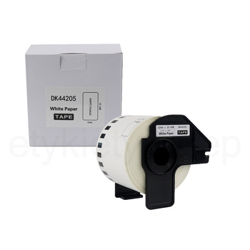 Taśma do Brother DK-44205 czarny nadruk na białym tle, 62mm x 30,48 metrów na rolce USUWALNY KLEJ