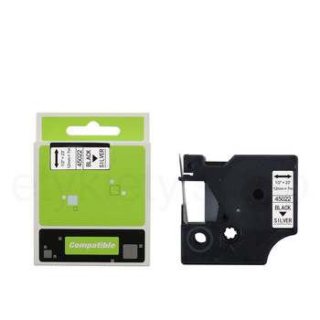 Taśma do Dymo D1 45022 12mm 7m srebrna taśma czarny napis