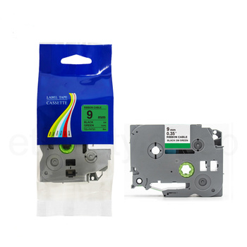 Taśma do Brother TZe-FX721 9mm 8m zielona taśma czarny napis flexi elastyczna