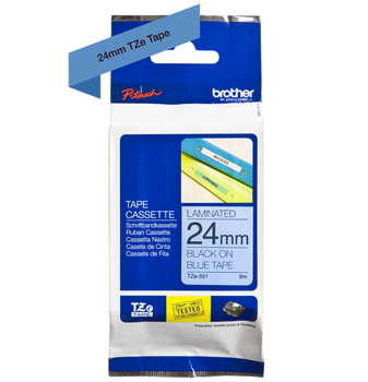 Taśma Brother TZe-551 24mm 8m niebieska taśma czarny napis oryginalna