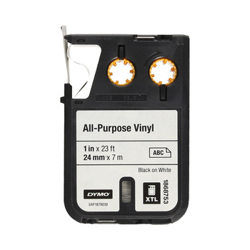 DYMO XTL 1868753 Taśma winylowa czarn napis biała taśma 24mm 7m