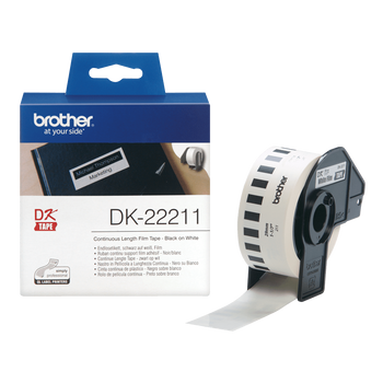 Taśma Brother DK-22211 czarny nadruk na białym tle, 29mm x 15,24 metrów na rolce FOLIOWA oryginalna