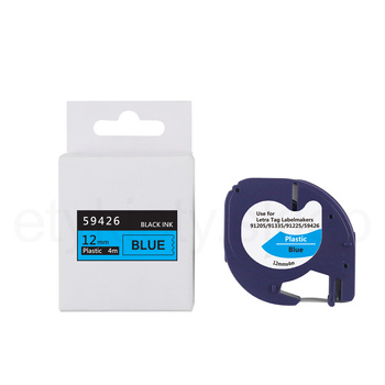 Taśma do Dymo Letra Tag 59426 12mm 4m niebieska taśma, czarny napis