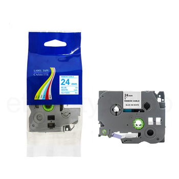 Taśma do Brother TZe-FX253 24mm 8m biała taśma niebieski napis  flexi elastyczna
