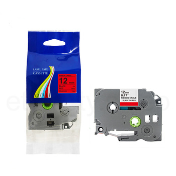 Taśma do Brother TZe-FX431 12mm 8m czerwona taśma czarny napis flexi elastyczna