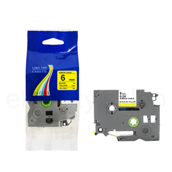 Taśma do Brother TZe-FX611 6mm 8m żółta taśma czarny napis flexi elastyczna