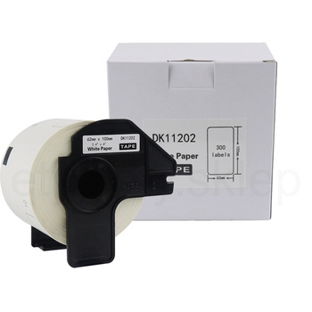 Etykiety do Brother DK-11202 czarny nadruk na białym tle, 100mm x 62mm 300szt etykiet na rolce