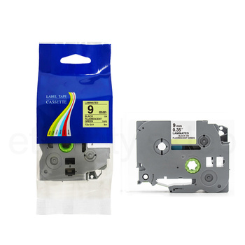 Taśma do Brother TZe-D21 9mm 8m zielona taśma czarny napis fluorescencyjna