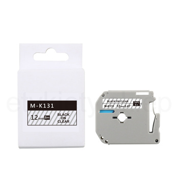 Taśma do Brother M-K131 12mm 8m przeźroczysta taśma czarny napis