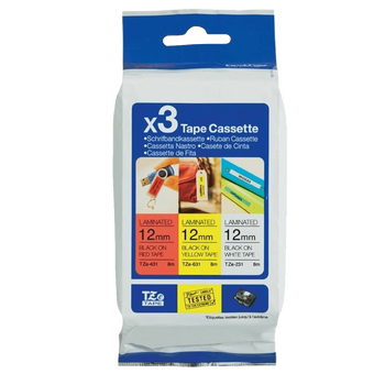 Zestaw 3 Taśm Brother TZE-31M3 12mm 8m oryginalny