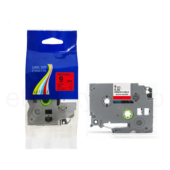 Taśma do Brother TZe-FX421 9mm 8m czerwona taśma czarny napis flexi elastyczna