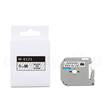 Taśma do Brother M-K121 9mm 8m przeźroczysta taśma, czarny napis