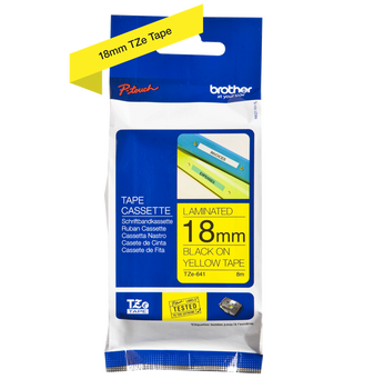 Taśma Brother TZe-641 18mm 8m żółta taśma czarny napis oryginalna