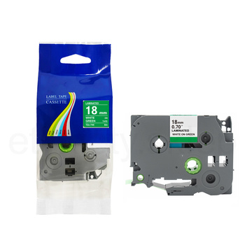 Taśma do Brother TZe-745 18mm 8m zielona taśma biały napis