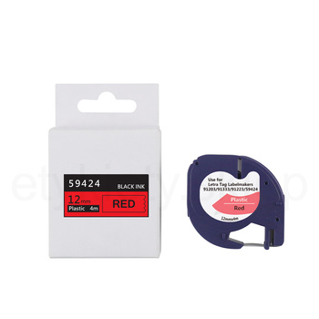 Taśma do Dymo Letra Tag 59424 12mm 4m czerwona taśma, czarny napis S0721630