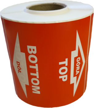 Etykiety naklejki GÓRA DÓŁ 100X100mm 500szt