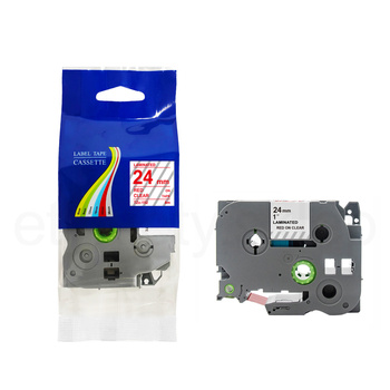 Taśma do Brother TZe-152 24mm 8m przeźroczysta taśma czerwony napis