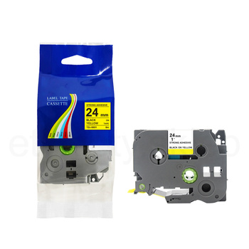 Taśma do Brother TZe-S651 24mm 8m żółta taśma czarny napis mocny klej strong