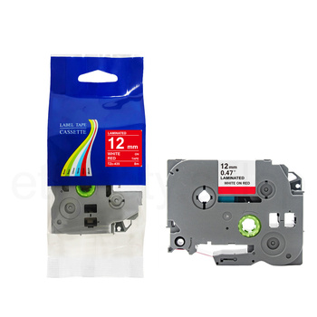 Taśma do Brother TZe-435 12mm 8m czerwona taśma biały napis