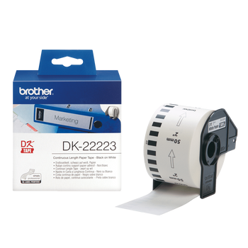 Taśma Brother DK-22223 czarny nadruk na białym tle, 50mm x 30,48 metrów na rolce oryginalna