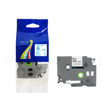 Taśma do Brother TZe-FX213 6mm 8m biała taśma niebieski napis flexi elastyczna