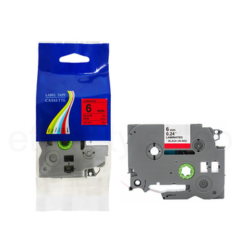 Taśma do Brother TZe-411 6mm 8m czerwona taśma czarny napis