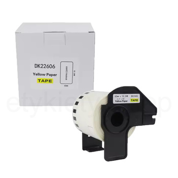 Taśma do Brother DK-22606 czarny nadruk na żółtym tle, 62mm x 15,24 metrów na rolce ŻÓŁTA