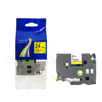 Taśma do Brother TZe-C51 24mm 8m żółta taśma czarny napis fluorescencyjna