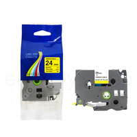 Taśma do Brother TZe-FX651 24mm 8m żółta taśma czarny napis flexi elastyczna