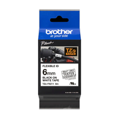 Taśma do Brother TZe-FX211 6mm 8m biała taśma czarny napis flexi elastyczna