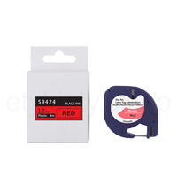 Taśma do Dymo Letra Tag 59424 12mm 4m czerwona taśma, czarny napis S0721630