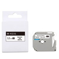 Taśma do Brother M-K231 12mm 8m biała taśma czarny napis