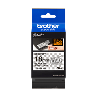 Taśma Brother TZe-SE4 18mm 8m biała taśma czarny napis PLOMBOWA  oryginalna