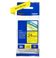 Taśma Brother TZe-651 24mm 8m żółta taśma czarny napis oryginalna