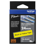Taśma Brother TZe-SL651 24mm 8m żółta taśma czarny napis samolaminująca oryginalna