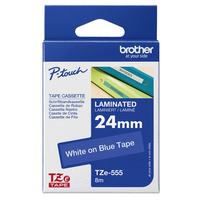 Taśma Brother TZe-555 24mm 8m niebieska taśma biały napis oryginalna