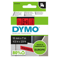 Taśma Dymo D1 45017 12mm 7m czerwona taśma czarny napis S0720570 oryginalna